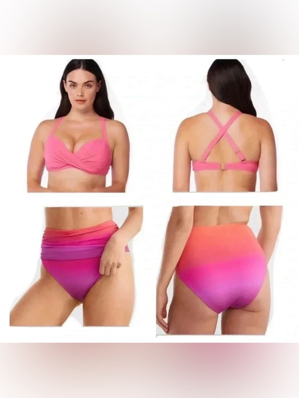 BLEU ROD BEATTIE KORE UNDERWIRE CROSS BACK BIKINI TOP AND BIKINI BOTTOM